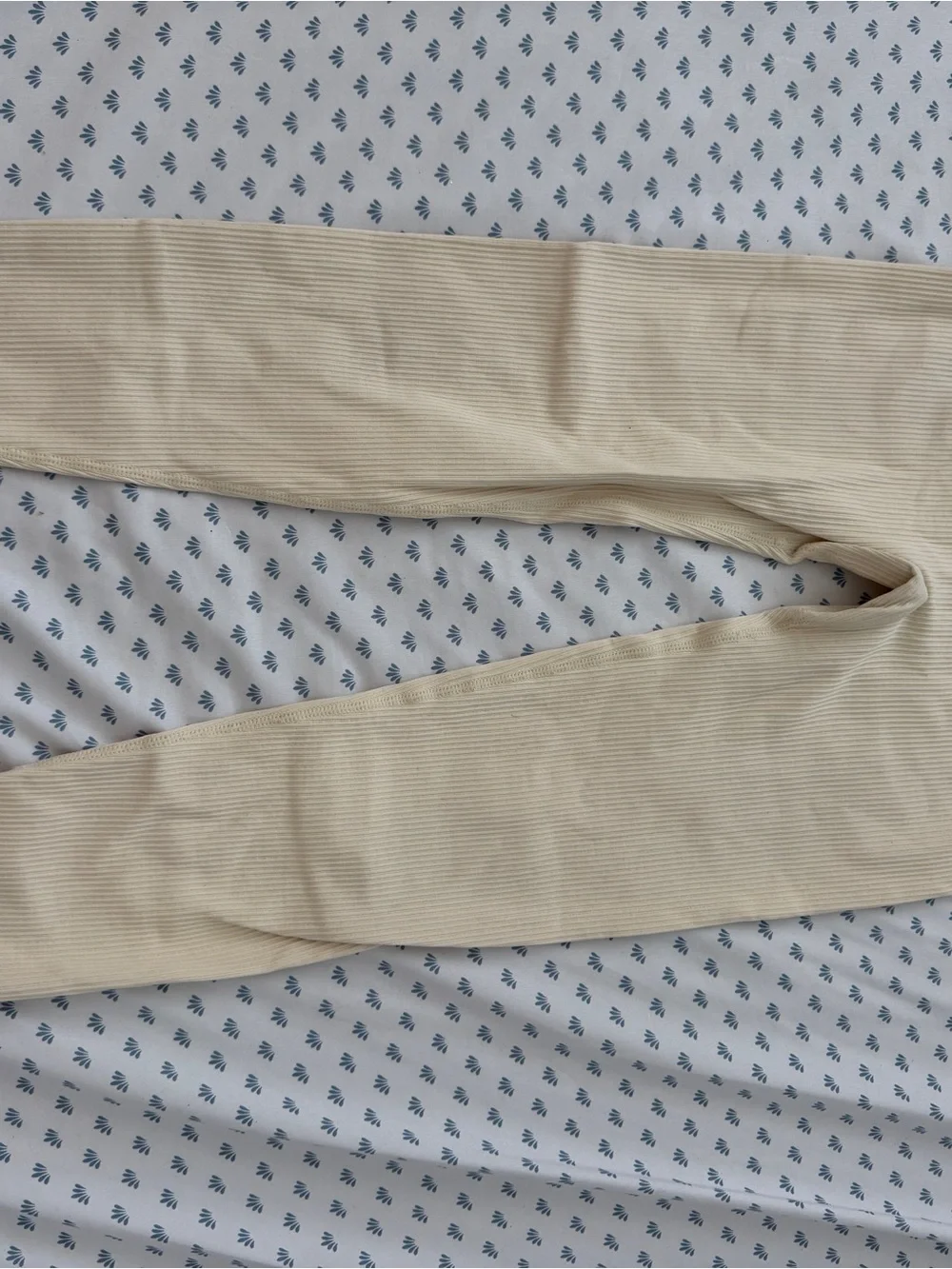 Men's Cream Ribbed Stretch Pants